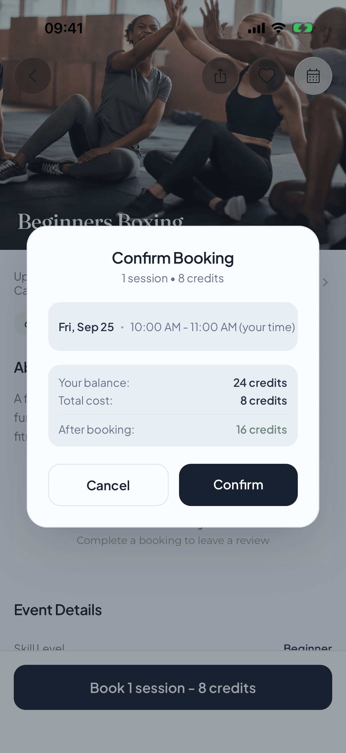 A booking ticket in the Loop app